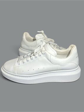 Alexander McQueen White Platform Leather Oversized Sneakers Size  46D,13 Pre/Own